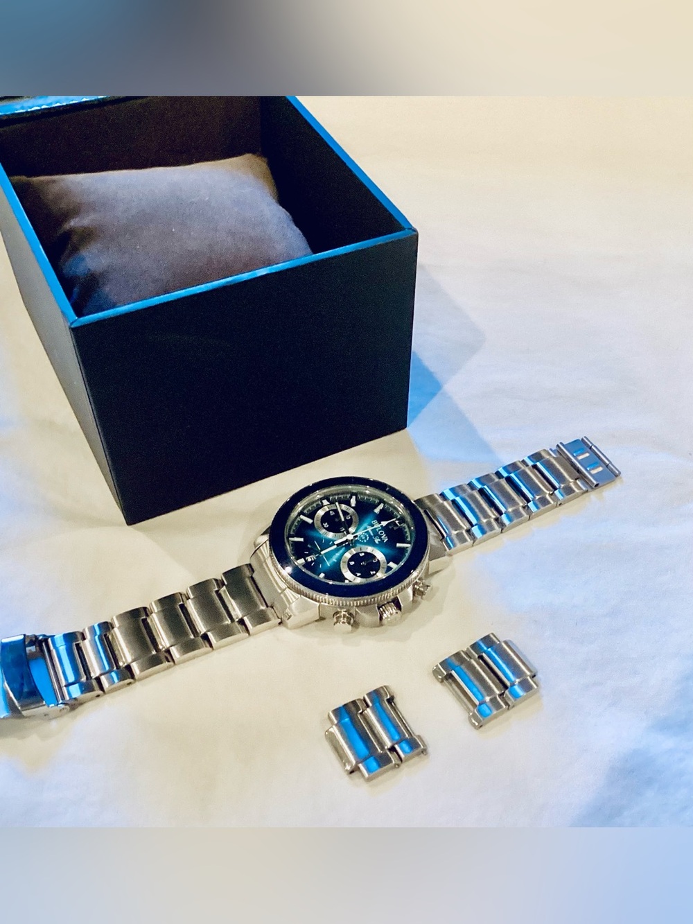 Bulova Marine Star 96B380 Chronograph Blue Dial Men's Watch 45mm FULL-KIT - Picture 15 of 16